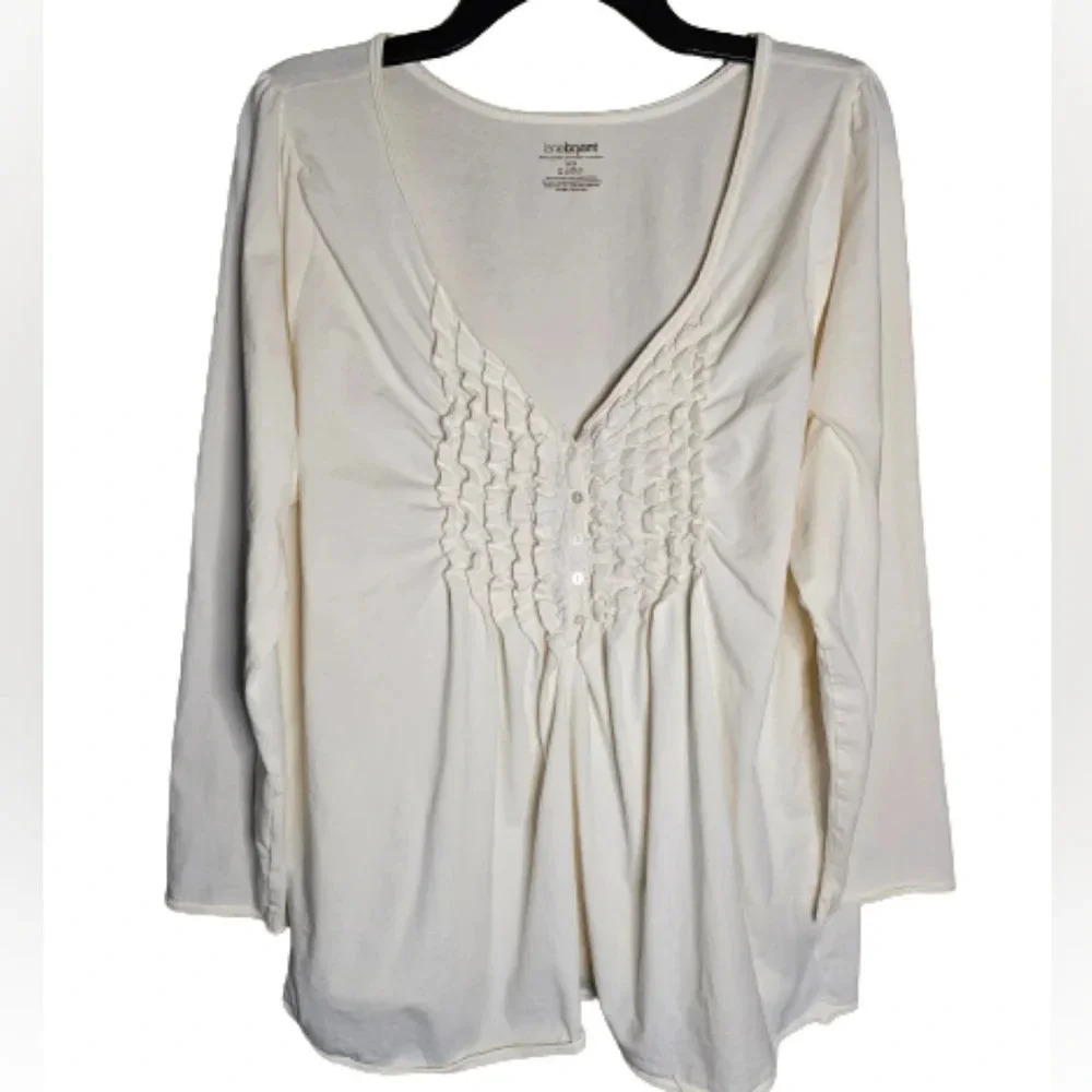 Lane Bryant Cream colored Ruffled Top